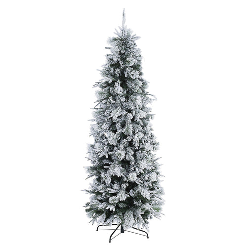 Albero di natale innevato Dresda Slim in PE Real touch + PP Effetto Aghi di PIno PVC + Flock
