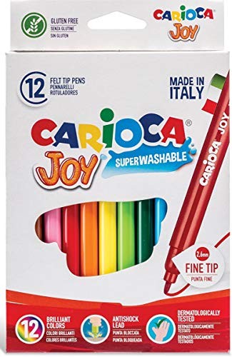 Carioca, Pennarelli Joy da 12 Pennarelli Colorati Punta Fine Lavabili