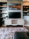MOBILI 2G - Porta tv legno shabby bianco anticato decori 160X50X61 (3084)