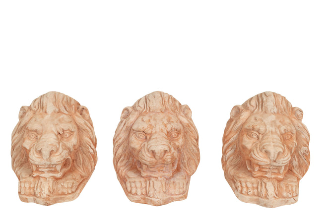 Biscottini Biscottini Set 3 Piedini Sottovaso Vaso TESTA LEONE Terracotta Toscana Antigelo