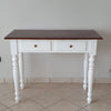 MOBILI 2G - Scrivania 2 cassetti bicolore bianco noce tornita 105x55x78