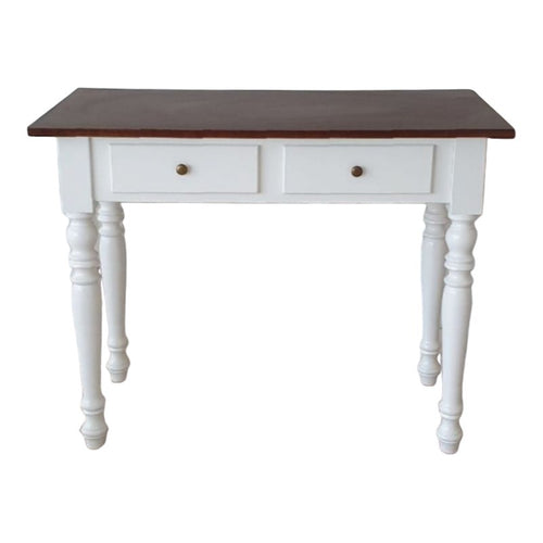 MOBILI 2G - Scrivania 2 cassetti bicolore bianco noce tornita 105x55x78