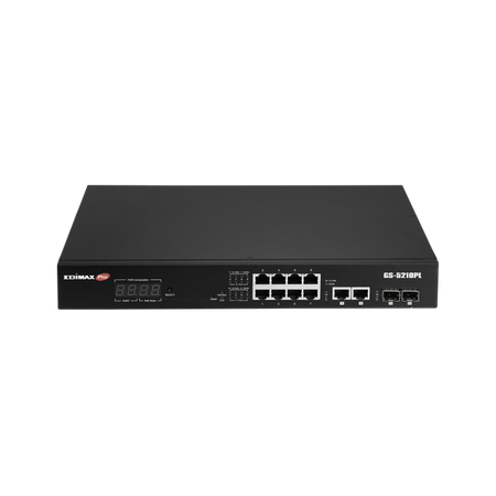 Smart Switch Web a Lungo Raggio 12 porte Gigabit PoE+ VLAN con 2 porte Gigabit RJ45 e 2 porte SFP, GS-5210PL