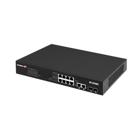 Smart Switch Web a Lungo Raggio 12 porte Gigabit PoE+ VLAN con 2 porte Gigabit RJ45 e 2 porte SFP, GS-5210PL