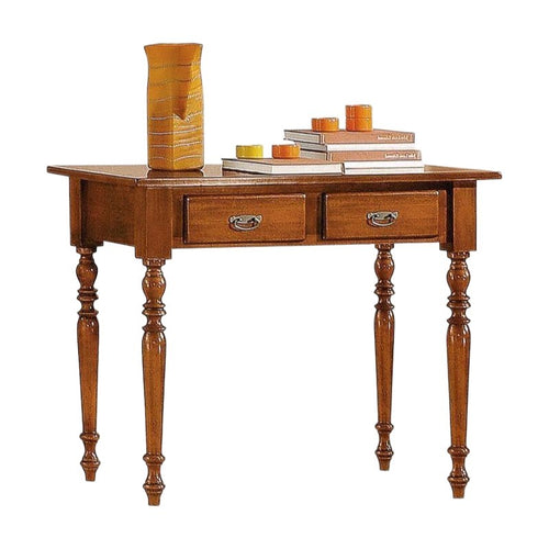 MOBILI 2G - Scrivania 2 cassetti classica tinta noce tornita 105x55x78
