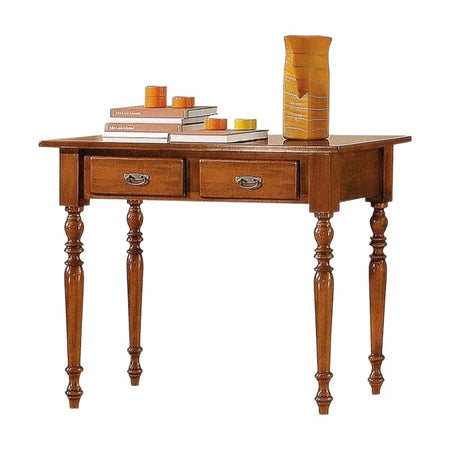 MOBILI 2G - Scrivania 2 cassetti classica tinta noce tornita 105x55x78