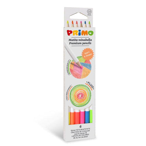 Astuccio 6 Matite Minabella Diam. 3,8Mm Colori Fluo Assortiti Primo
