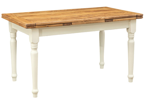 Biscottini Tavolo allungabile Country in legno massello di tiglio struttura bianca anticata piano naturale Made in Italy