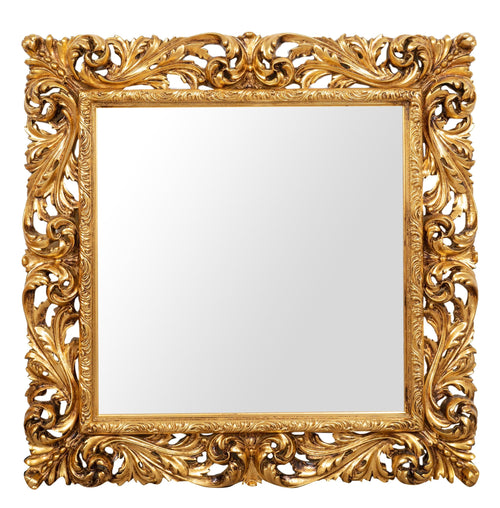 Biscottini SPECCHIERA DA PARETE IN LEGNO FINITURA FOGLIA ORO ANTICATO MADE IN ITALY