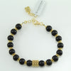 Bracciale portafortuna Su Coccu sfere onice e filigrana d'argento dorato 8 mm