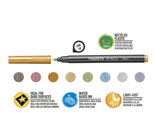 Carioca, Pennarelli Metallic punta Fine, 8 pz