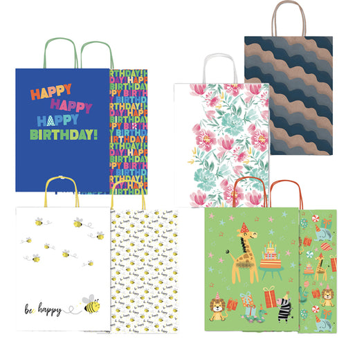 Shopper Carta Kraft C/Manici In Carta Ritorta 16X21X8Cm Fantasie Ass. Rex Sadoch