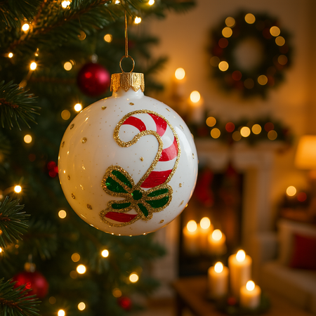 Palline per albero di Natale in vetro decorate colore bianco con glitter