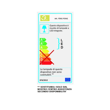 Piantana moderna Gea Luce PING PONG GPIN01 LED alluminio vetro lampada terra