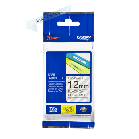 Tape Black on Clear 12mm