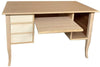 MOBILI 2G - Scrivania classica 3 cassetti porta pc in Legno grezzo 130x75x81