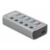 DeLOCK Hub USB 5 Gbps con 4 porte + 1 porta di ricarica rapida + 1 porta USB-C PD 3.0 con interruttore e illuminazione (Delock - hub - 4 porte)