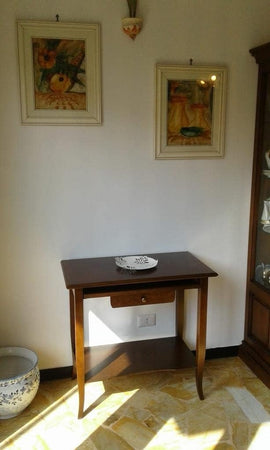 MOBILI 2G - Scrivania classica 1 cassetto porta pc in Legno grezzo 85x49x79