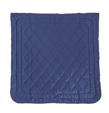 Trapunta matrimoniale Invernale bifaccia-double face in raso di puro cotone Made in Italy Beige/Blu Avio