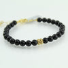 Bracciale portafortuna Su Coccu sfere onice e filigrana d'argento dorato 6 mm