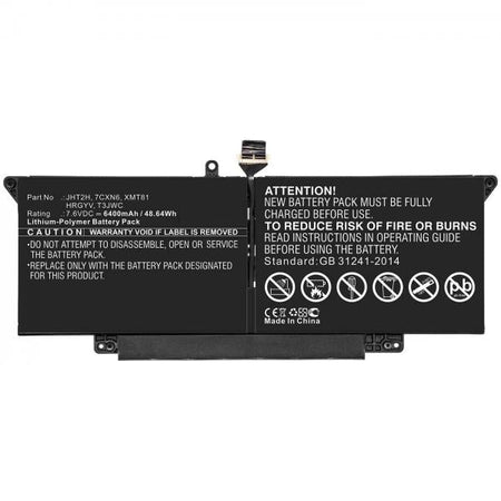 CoreParts MBXDE-BA0221 ricambio per laptop Batteria (Laptop Battery for Dell - 49.28Wh Li-Pol 7.7V 6400mAh - Black 49.28Wh Li-Pol 7.7V 6400mAh Black for DELL Notebook, Laptop H0DN8, - Warranty: 12M)