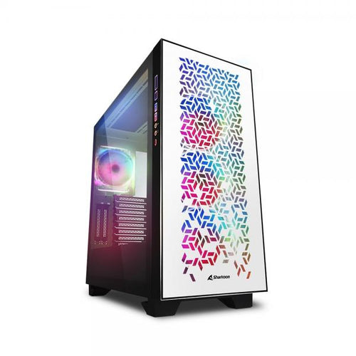 Case Sharkoon ELITE SHARK CA300H - Atx, Micro Atx - Alimentatore NON presente - 2 porte USB frontali, audio in/out - 3x Ventole 120mm. RGB - Mid Tower ATX - Bianco