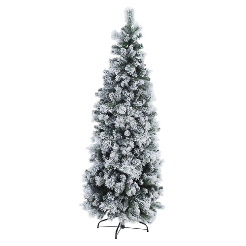 Albero di natale innevato Praga Slim in PVC di Altissima qualità + Flock