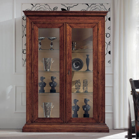 MOBILI 2G - Vetrina 2 ante classica Legno noce bassano 154X50X214