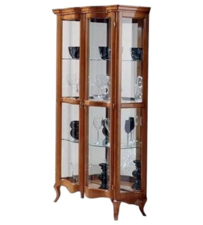 MOBILI 2G - Vetrina classica vetro curvo Legno tinta noce scuro 89X44X186