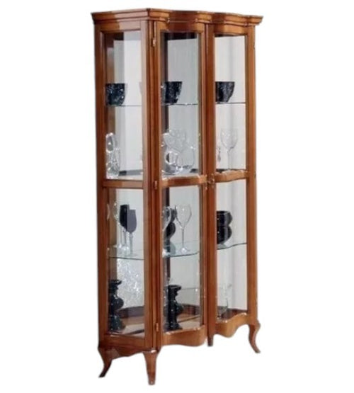 MOBILI 2G - Vetrina classica vetro curvo Legno tinta noce scuro 89X44X186