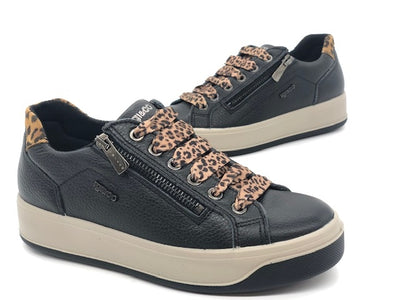 IGI&CO Sneaker donna nera/leopardata con zip