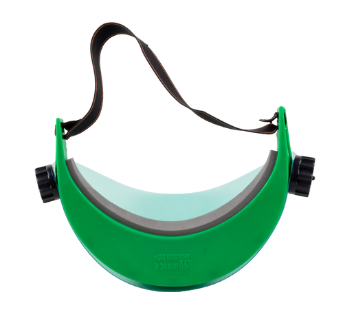 Visiera protettiva professionale in policarbonato verde per giardinaggio