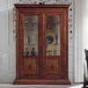 MOBILI 2G - Vetrina 2 ante classica Legno noce bassano intarsiata 154X50X214