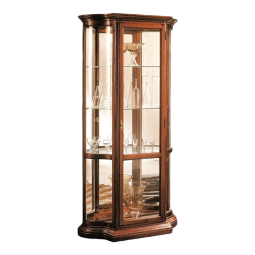 MOBILI 2G - Vetrina classica vetro curvo Legno tinta noce 101X36X200