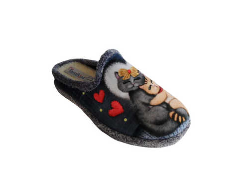 Tanahlot Ciabatta Ciniglia soletta estraibile Gatti Donna Grigio