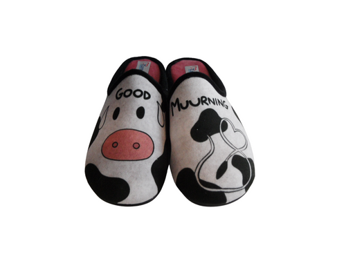 Tanahlot Pantofola donna ciniglia Mucca Bianco