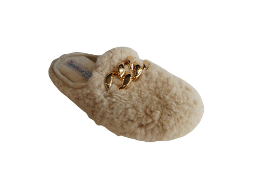 Tanahlot Pantofola donna ciniglia lunga tinta unita Beige