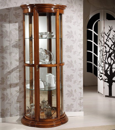 MOBILI 2G - Vetrina classica vetro curvo Legno tinta noce 78X44X195