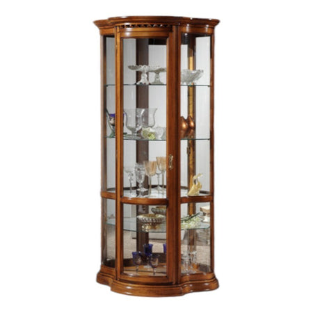 MOBILI 2G - Vetrina classica vetro curvo Legno tinta noce 93X44X195