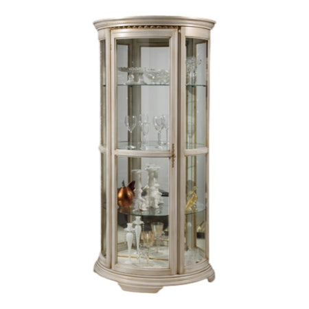 MOBILI 2G - Vetrina classica vetro curvo Legno bianco anticato 98X49X200