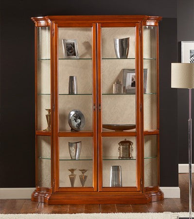 MOBILI 2G - Vetrina classica vetro curvo Legno tinta noce 151X36X200
