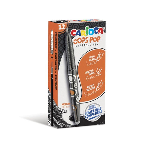 Carioca, Penne cancellabili Oops Pop nere, 12 pz