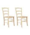 MOBILI 2G - Set 2 sedie shabby legno laccato avorio anticato seduta legno 43x46x89