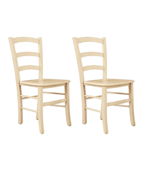 MOBILI 2G - Set 2 sedie shabby legno laccato avorio anticato seduta legno 43x46x89