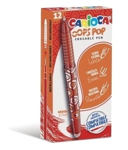 Carioca, Penne cancellabili Oops Pop rosse, 12 pz