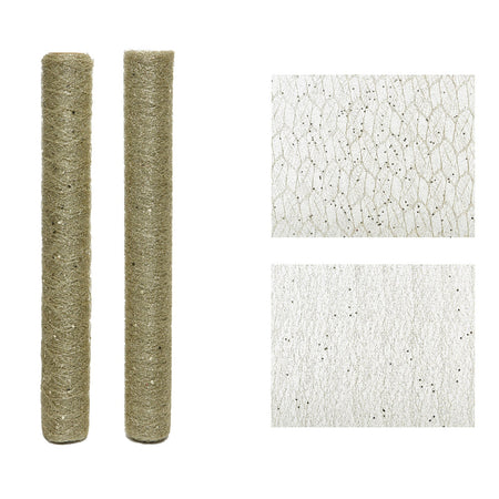 Tessuto oro retinato per decorazioni natalizie con glitter da 200 cm