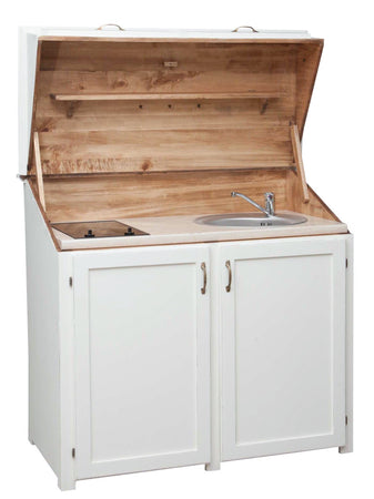 Biscottini Credenza Cucina Biscottini L130xP60xH115 legno tiglio bianco Lavello Frigo 115