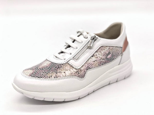 GRUNLAND Sneaker donna bianca e rosa con plantare estraibile