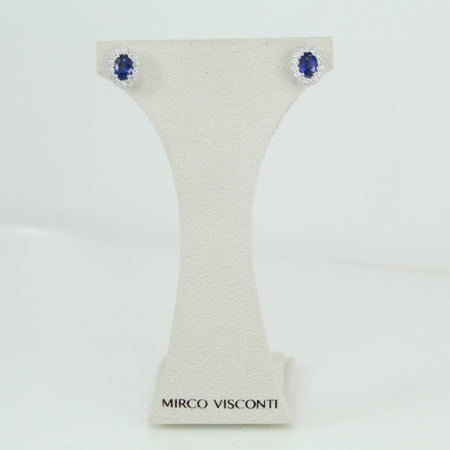 Orecchini donna in oro bianco con zaffiro e diamanti Mirco Visconti