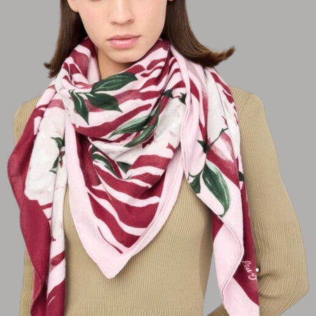 Liu Jo foulard lampone floro zebrato 120X120 2F5075T0300